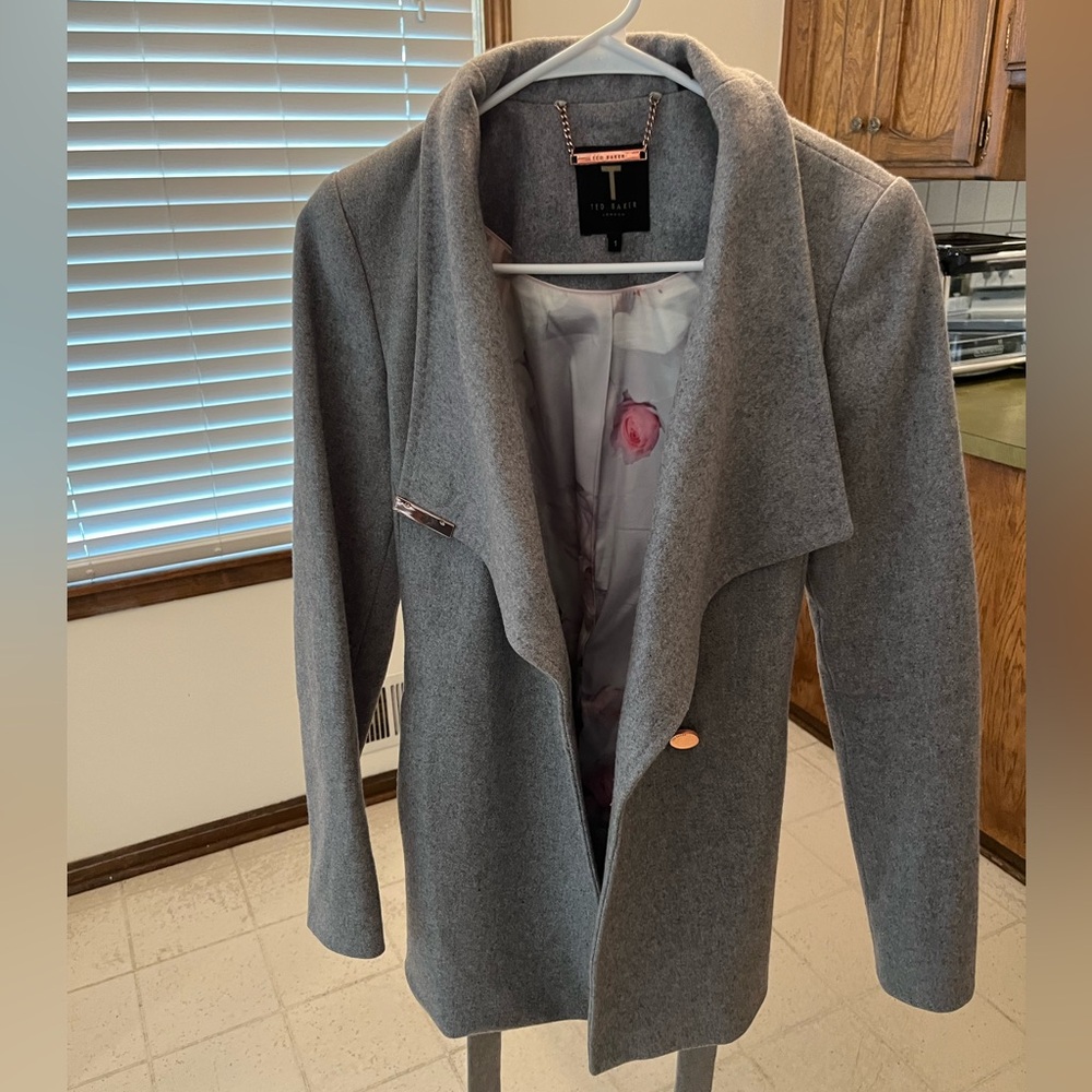 Ted Baker Gray Wool Wrap Coat